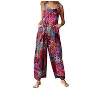 Tutine Donna Estive Tuta Donna Estiva Salopette Donna Elegante Tuta Intera Jumpsuit Casual Senza Maniche Cotone e Lino Overall Pantaloni Larghi con Tasche per Spiaggia Vacanza