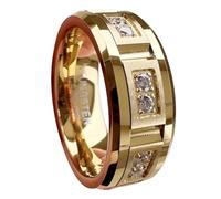 TUTISS Anelli in tungsteno argento/nero/oro da 8 mm per uomini e donne, coppie, eternità, anniversario, fidanzamento, fedi nuziali, gioielli alla moda, intarsio in pietra cz smussato opaco lucido