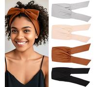 TuTive 4 fasce regolabili da donna elastiche annodate boho fasce per capelli alla moda larga fascia per capelli sciarpa fascia per capelli fascia yoga allenamento fasce per capelli accessori per