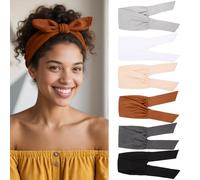 TuTive 6 fasce per capelli regolabili con nodi, da donna, elastiche, alla moda, sportive, elastiche, larghe, antiscivolo, per allenamento, yoga, sport, per donne