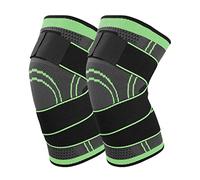 Tutore Ginocchio Compressione Elastica Ginocchiere Sportiva Con Tracolla Regolabile Ginocchiera Per Artrite, Tendinite, Dolore da Artrite, Ginocchiera Rotulea Menisco 2 Pezzi (S, verde)