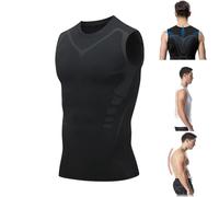 Tutore posturale menionico in tormalina, correttore posturale, correttore posturale per schiena, modellante per il corpo, da uomo, senza maniche, modellante ionico, Nero , L