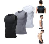 Tutore posturale menionico in tormalina, correttore posturale, correttore posturale per schiena, modellante per il corpo, da uomo, senza maniche, modellante ionico, 3 pezzi misti, L