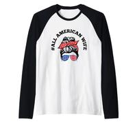 Tutta la Moglie Americana 4 luglio USA Occhiali da Sole Maglia con Maniche Raglan