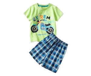 Tutta per Bambina 10 Anni Set di vestiti da 2 pezzi per ragazzi maglietta a maniche corte e pantaloncini abiti estivi in cotone per la spiaggia e il gioco Maglietta 10 Anni (Green 110(5Y))