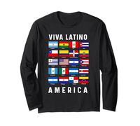 Tutte Le Bandiere Latine Paesi Viva Latino America Tee Maglia a Manica