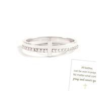 Tutte Le Battaglie Possono Essere Vinte Con Le Preghiere Anello Con Croce Dorata, Anello Con Croce In Argento Sterling 925, Anello Religioso Con Preghiere Ispiratrici Per Le Donne (Silver,7)