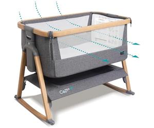 Tutti Bambini CoZee® Air Culla Neonato e Culla Co-sleeping - Con Borsa Trasporto - Chiusura Rapida - Materasso Traspirante - 6 Altezze Regolabili - 0-6 Mesi (Rovere & Antracite)