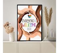 Tutti benvenuti qui Diversità Arte Decorazione per aula Arte educativa da parete Uguaglianza Diversità Poster Inclusione Arcobaleno Orgoglio Poster Targa in metallo Proverbio da 8x12 pollici Targa in
