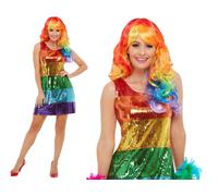 Tutti Che Glitter Arcobaleno Costume Pride Costume Maschietta Completo UK 8-18