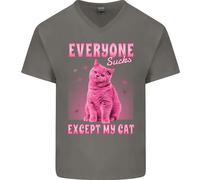 Tutti Fanno Schifo Tranne Il Mio Gatto Maglietta In Cotone A V