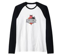 Tutti fingono Gatto Nero Cuore Rosso Grande Illusione Maglia con Maniche Raglan