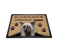Tutti Gli Ospiti Devono Essere Approvati Con My Love Dog Chinese Crested Zerbino Di Benvenuto Antisporco Tappetino Da Bagno Resistente Tappeti D'Ingresso Per Camera Letto Soggiorno Interno 40X60Cm