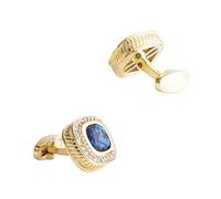 Tutti i gemelli di rame per l'uomo, galvanizzati con la progettazione blu dell'intarsio di zircone, perfetti per uso quotidiano, regalo.