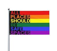 Tutti i luoghi dovrebbero essere spazi sicuri Bandiera della casa del mese LGBTQ del Gay Pride Ally, bandiera da 3x5 piedi su un lato esterno, striscioni dai colori vivaci anti-sbiadimento decorazion