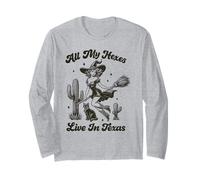 Tutti i Miei esagoni vivono in Texas Halloween Witch Maglia a Manica