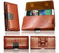 Tutti i modelli Samsung design del telefono by Gorilla Tech® Hand made lusso di sicuro attaccare alla cintura con due anelli e una clip, Strong Twin custodia con chiusura sicura sicura ed elegante vera cucitura e interno in morbida microfibra Belp della copertura, Similpelle Pelle, Brown, Samsung Galaxy S5 LTE-A G906S