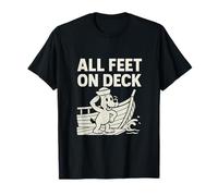 Tutti i piedi sul ponte Bold Nautical Cartoon Graphic Maglietta