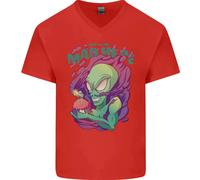 Tutti Pazzi Qui Magia Aliena Funghi Mens T-Shirt In Cotone A V