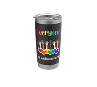 Tutti sono i benvenuti qui diversità inclusione cuori arcobaleno Bicchiere termico in acciaio inox doppia parete