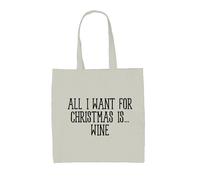Tutti Voglio Per Natale È Vino - Tela Borsa Grande - Bianco Rosso Divertente