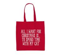Tutti Voglio Per Natale Gatto - Tela Borsa Grande - Divertente Animali Love