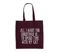 Tutti Voglio Per Natale Gatto - Tela Borsa Grande - Divertente Animali Love