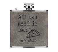 Tutti You Bisogno È Love And Pizza 170ml Simil Pelle Hip Flask Grigio Valentines