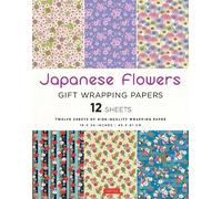 Tuttle Studio Japanese Flowers Gift Wrapping Papers - 12 sheets (Tascabile)