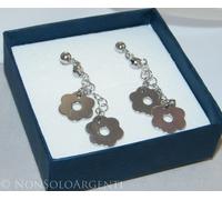 TUTTO ARGENTO 925 ORECCHINI DONNA PALLINA cn FARFALLINA PENDENTE CIONDOLO FIORE