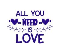 Tutto ciò di cui hai bisogno è amare le texture e la calligrafia Adesivi artistici in vinile 50.4x68.9cm Selezione multicolore Blu scuro