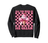 Tutto ciò di Cui Hai Bisogno è Ice Cream Cone Girl Mom Pink Coquette Fiocco Felpa