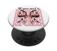 Tutto ciò di cui hai bisogno è Ice Cream Cone Girl Mom Pink Coquette Fiocco PopSockets PopGrip Adesivo