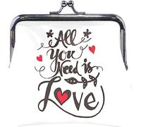 Tutto ciò di cui hai bisogno è Love Wedding Portamonete Portasoldi retrò con porta carte Portafoglio con fibbia Kiss-Lock per donne e ragazze