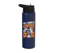 Tutto ciò di cui ho bisogno è caffè e il mio cane Divertente proprietario di cani Amante del caffè Stainless Steel Insulated Water Bottle