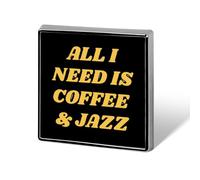 Tutto ciò di cui ho bisogno è caffè e jazz Spilla quadrata Spille da colletto Leggere