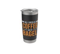 Tutto ciò di cui ho bisogno è il caffè e il mio drogato amante della caffeina bagel Bicchiere termico in acciaio inox doppia parete