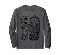 Tutto è Bello Scheletro Amante del Vino Umorismo Maglia a Manica
