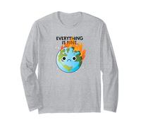 Tutto È Bene Sad Earth Day Meme Planet on Fire Maglia a Manica
