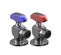 Tutto il rame addensato valvola ad angolo nucleo a sfera interruttore triangolo caldo e freddo G1/2 4 punti scaldabagno WC grande flusso(Red and Blue)