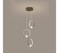 Tutto il rame Lampadario ad anello LED a tre toni Luce di lusso Semplice decorazione in cristallo Lampada a sospensione Camera da letto Comodino Portico Lampada a sospensione a soffitto a testa singol