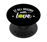 Tutto inizia con l'amore Tennis PopSockets PopGrip Adesivo