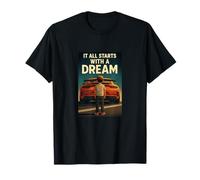 Tutto Inizia con Un Sogno - Supercar Motivation Retro Art Maglietta