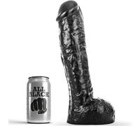 Fallo maxi vaginale anale nero dildo con ventosa e testicoli pene finto grande