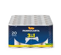 Tutto Pannocarta 3 in 1 20 Rotoli di Carta Multiuso 1 Velo 48 strappi Extra