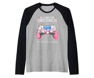 Tutto Quello Che Voglio per Natale è Controller Rosa Videogioco Ragazza Maglia con Maniche Raglan