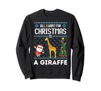 Tutto Quello Che Voglio per Natale è Un Brutto Maglione a Forma di Giraffa Santa Elf Felpa