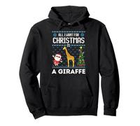 Tutto Quello Che Voglio per Natale è Un Brutto Maglione a Forma di Giraffa Santa Elf Felpa con Cappuccio