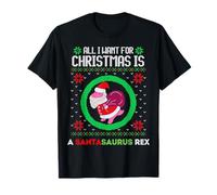 Tutto Quello Che Voglio per Natale è Un Brutto Maglione Santasaurus Rex Maglietta