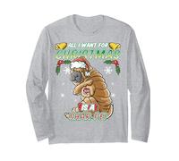 Tutto Quello Che Voglio per Natale è Un Cane di Babbo Natale Shar Pei X-mas Maglia a Manica, Unisex per Adulti, Grigio Melange, S